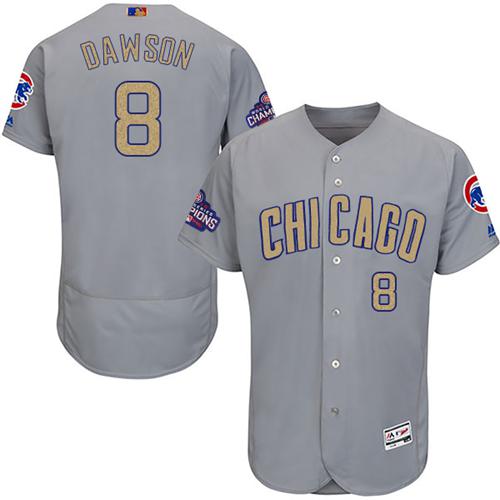 Cubs #8 Andre Dawson Grey Flexbase Authentic Gold Program Stitched MLB Jersey - Click Image to Close